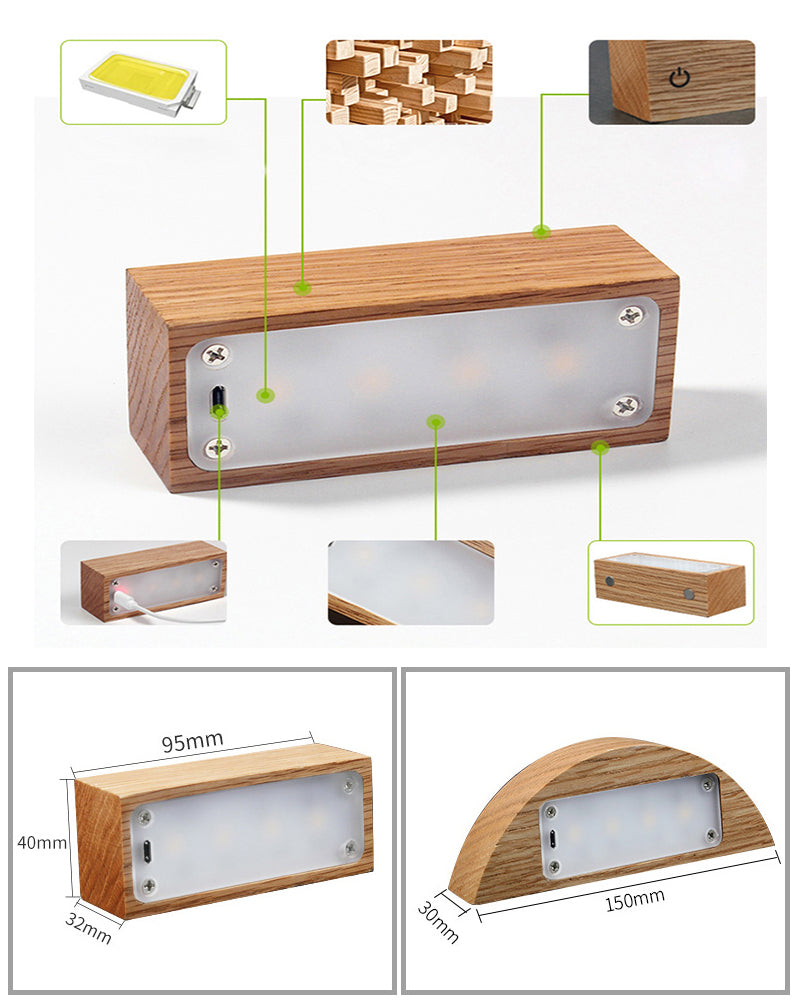 Solid Wood Light Desk or Wall Touch Light