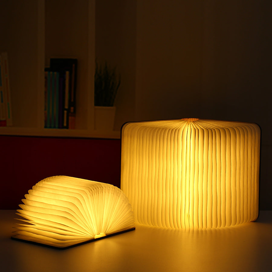 Portable USB Rechargeable LED Magnetic Foldable Wooden Book Lamp